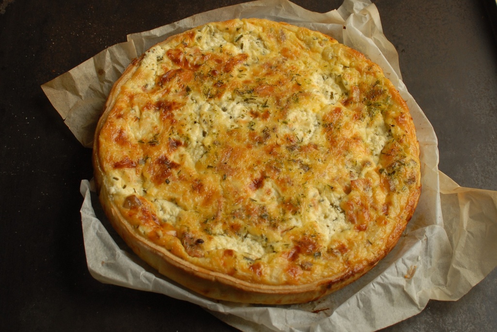 QUICHE ZALM & VERSE KAAS MET KRUIDEN - BIO - 28CM