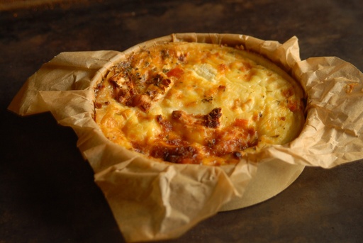 [3.2.1.1386 *] QUICHE MET GEITENKAAS - ZONDER TOEGEVOEGD GLUTEN - BIO - X1